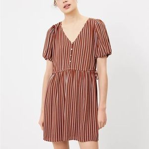 Loft striped side tie flare dress EUC